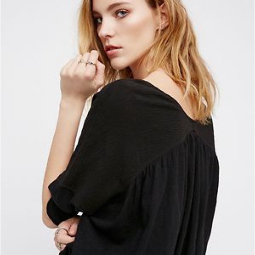 Free People Black Wrap Blouse - Picture 2 of 2